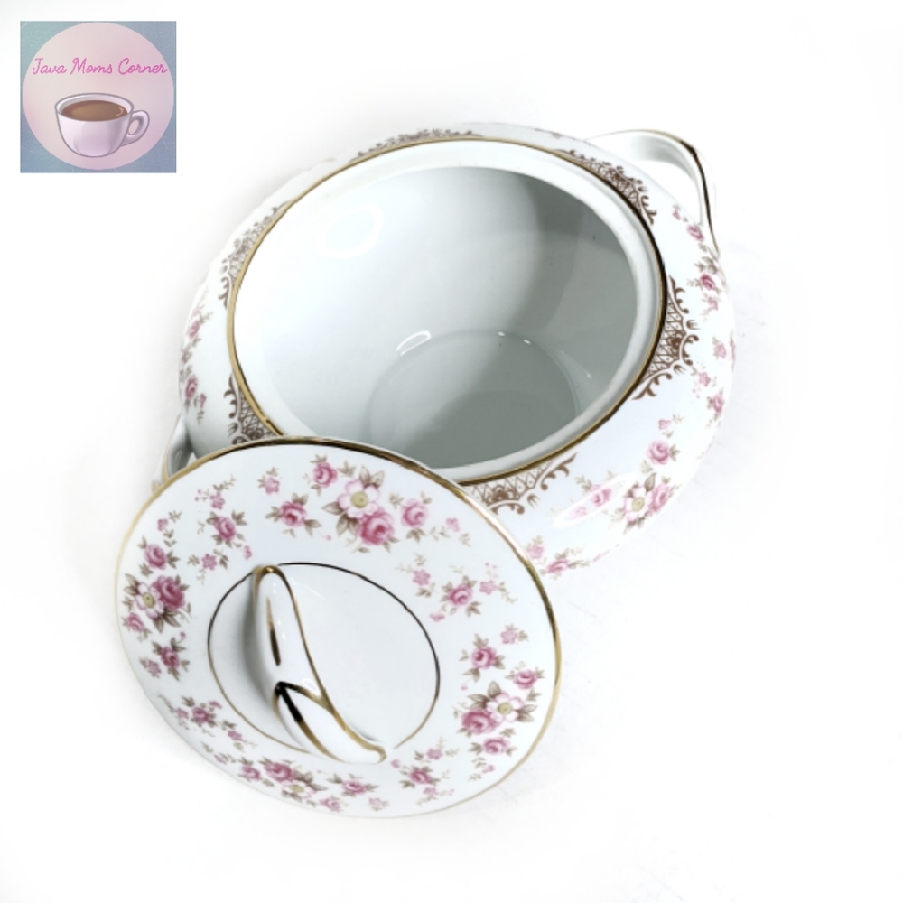 Noritake Charmain Fine China Sugar Bowl White Gold